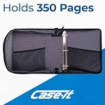 Classeur zippé universel Case-it | Anneaux O de 2 pouces, poche rembourrée pour ordinateur portable / tablette de 13 pouces, capacité de 400 feuilles, multiples poches de rangement et bandoulière | Organisateur pour l'école et le bureau | LT-007 noir