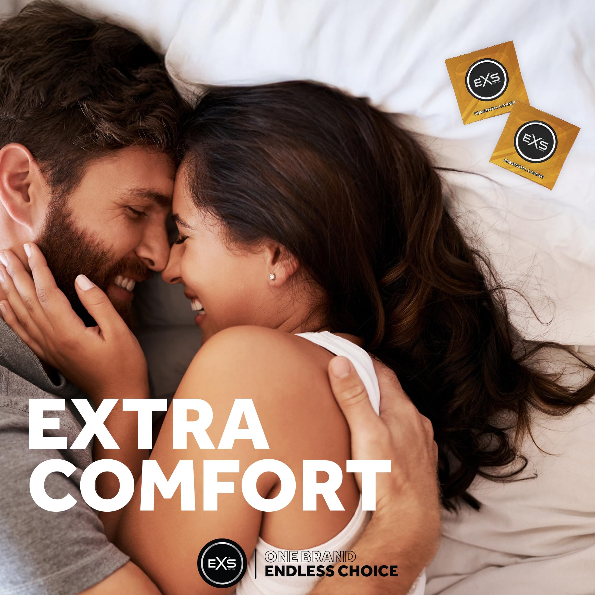 Préservatifs EXS Magnum Large (paquet de 144) - latex premium grande taille, lubrifiés sans spermicide, paroi droite avec réservoir, vegan PETA, 3 ans, marquage CE, développés en Allemagne