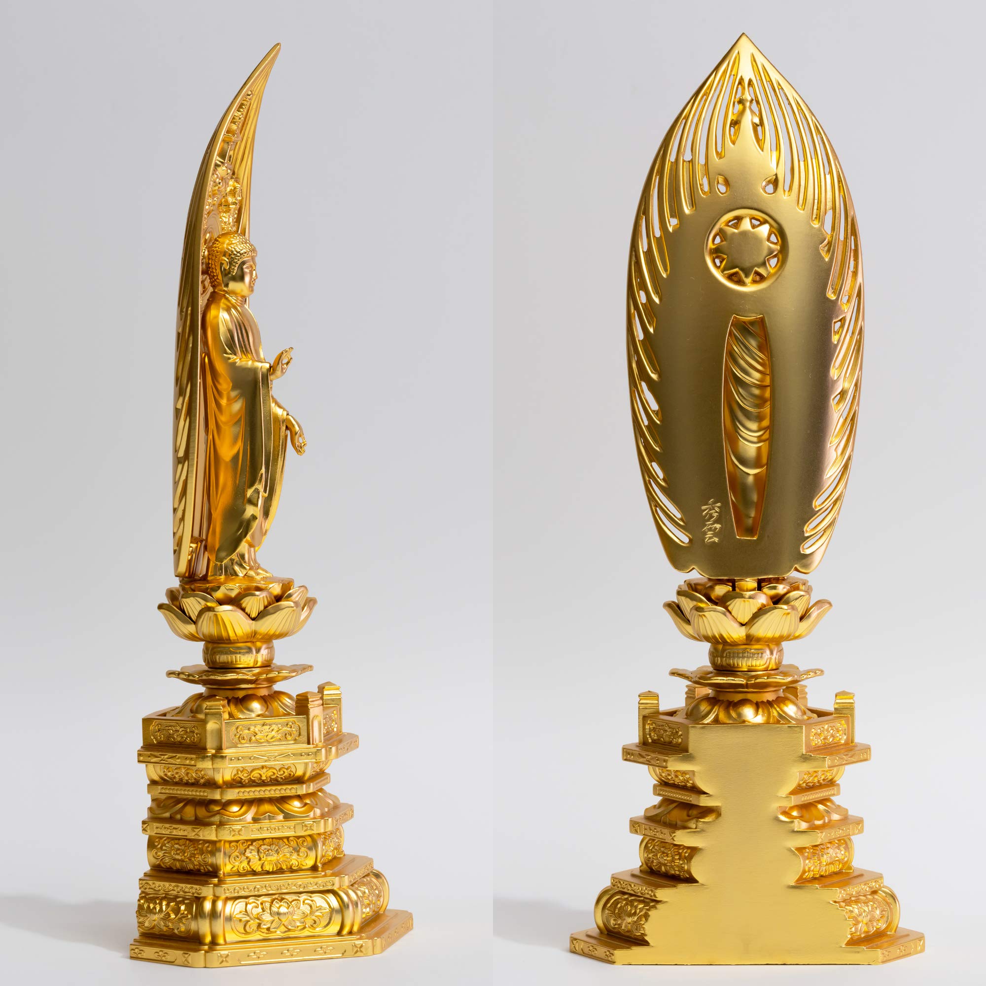 Amazon｜仏像 阿弥陀如来 舟形 24.5cm（金メッキ/24金） 仏師：牧田