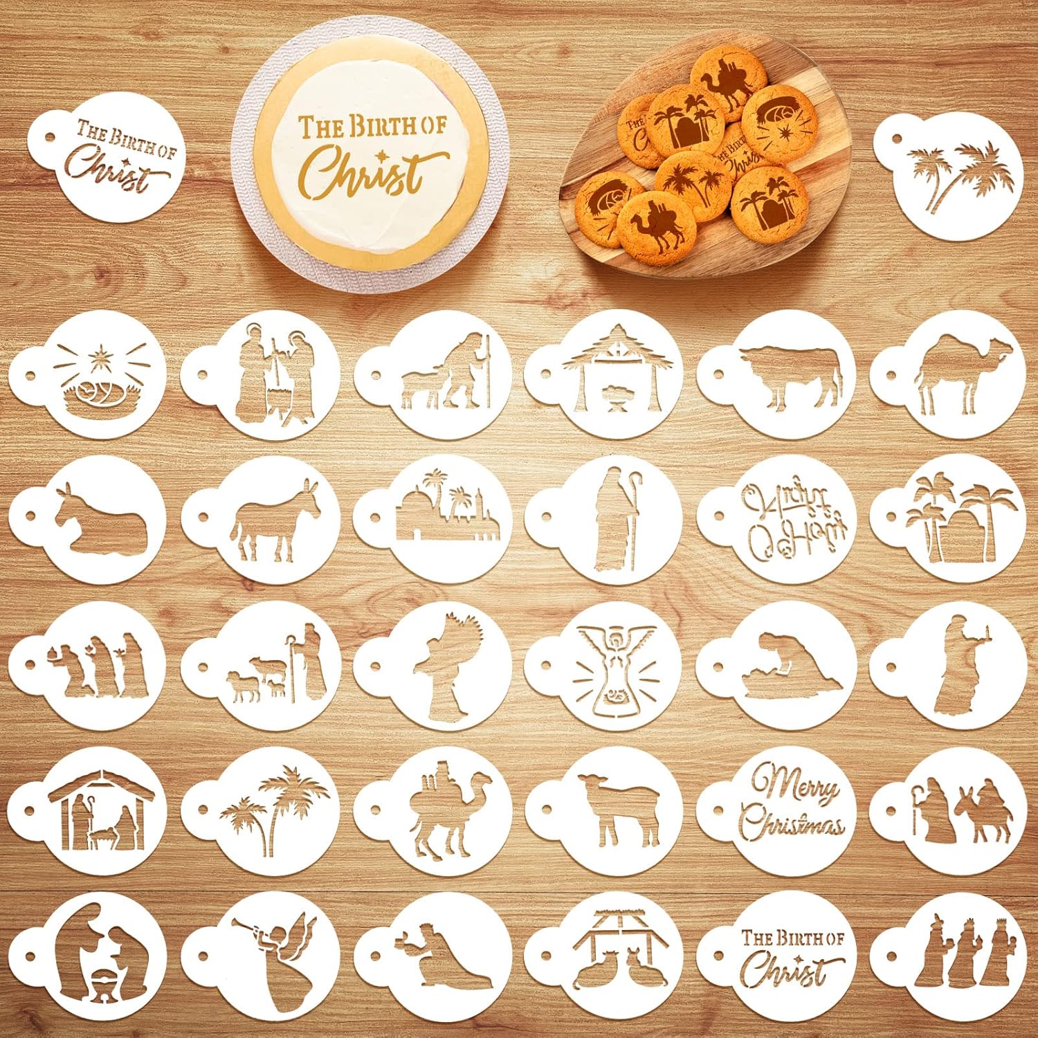 Buy 30 Pcs Christmas Cookie Stencils Nativity of Jesus Stencil for