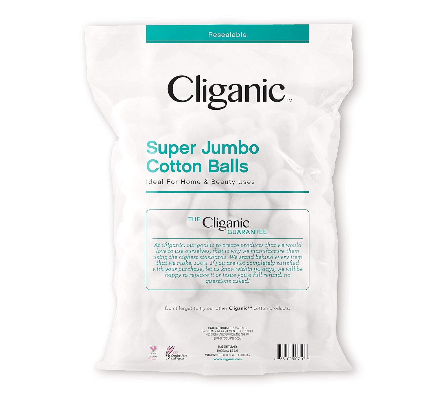 Cliganic SUPER JUMBO Cotton Balls (200 Count) - Hypoallergenic, Absorbent, Large Size, 100% Pure : Beauty & Personal Care