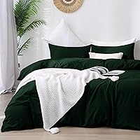 Vista 23 de ATsense Funda de edredón tamaño Twin, 100% algodón lavado, sensación de lino, funda de edredón gris oscuro, juego de ropa de cama de 3 piezas, suave