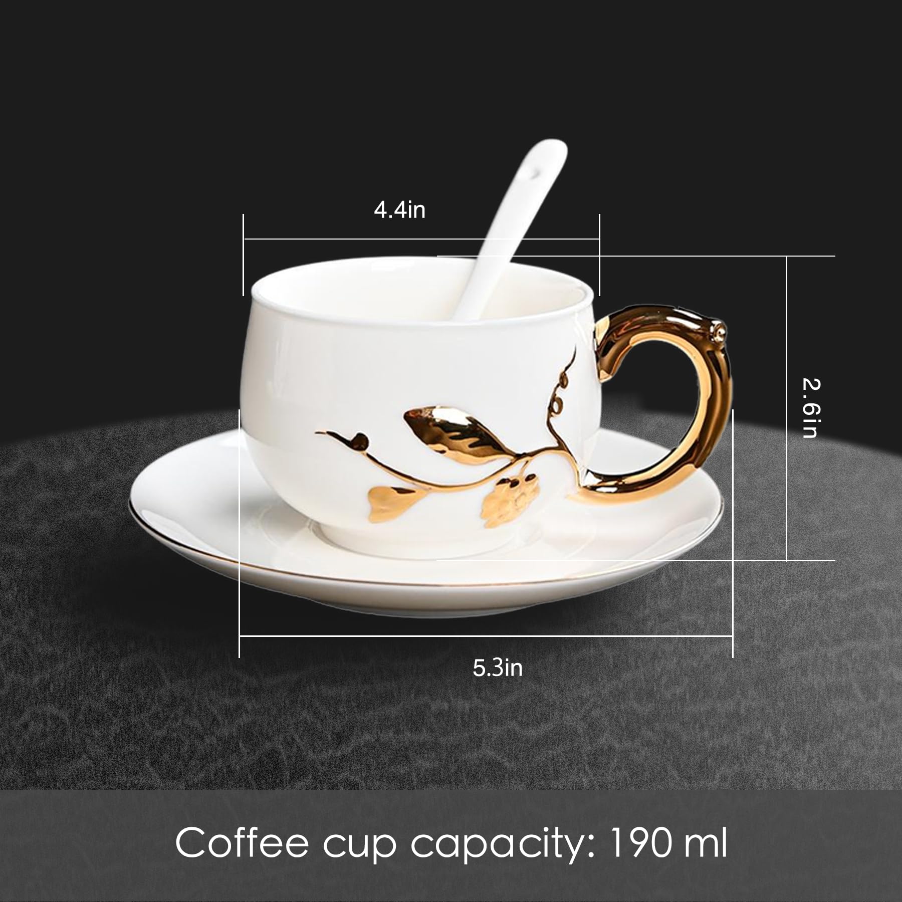 Mug à café en Porcelaine Fine Blanche Peinte à la Main, idéal pour Les Lattes, cappuccinos, thés et expressos, pour Les Amateurs de café, de thé de l'après-midi et de thé