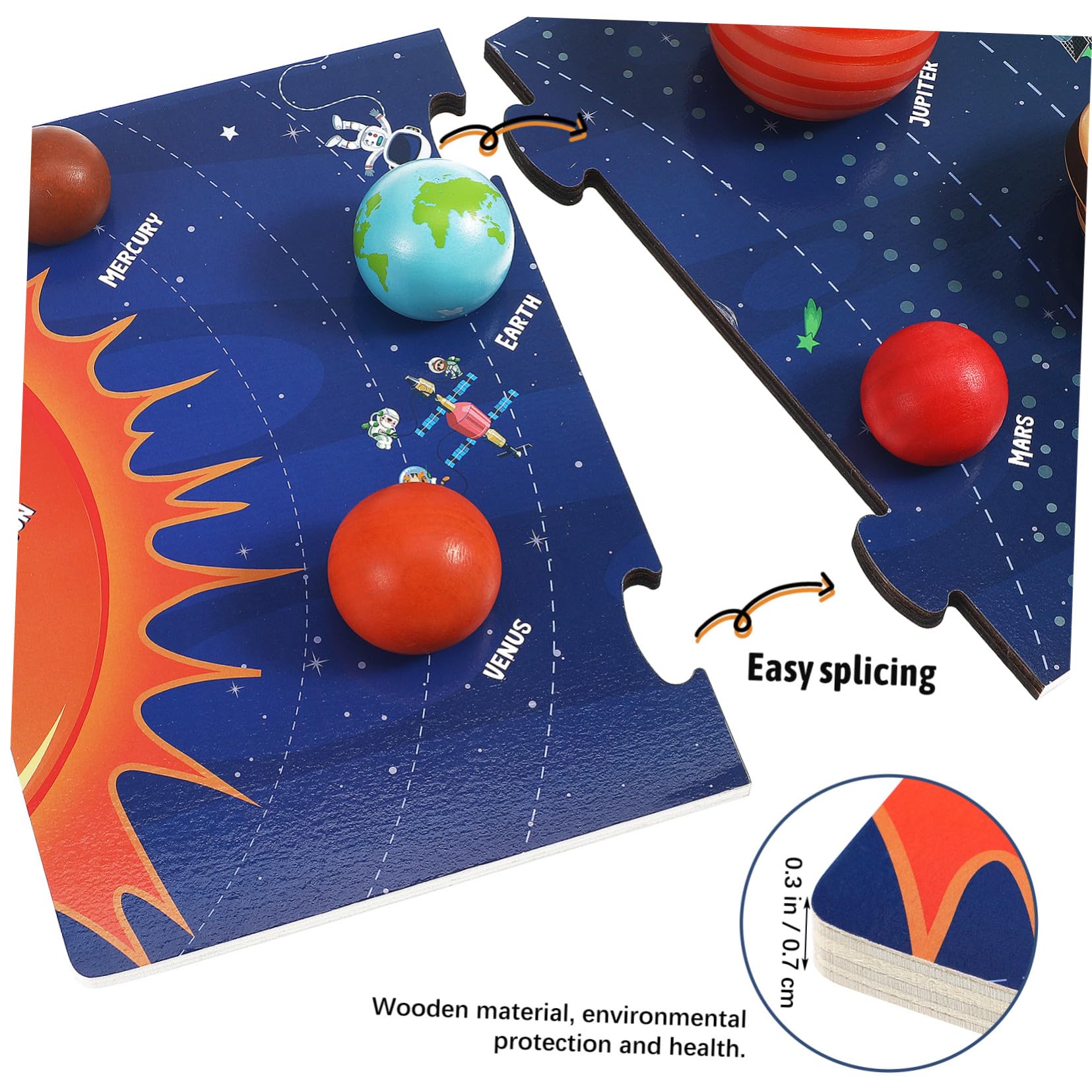 SUPVOX Puzzle Solare in Legno Dei Pianeti Per Bambini, Giocattolo Educativo Spaziale Resistente, Versione Multifunzionale Dei Pianeti Per Bambini Dai 3 Anni