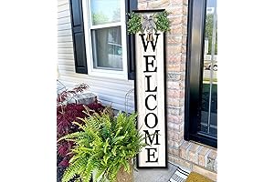 Black Standing Large Welcome Signs for Porch with Wood Frame - 45"x9"