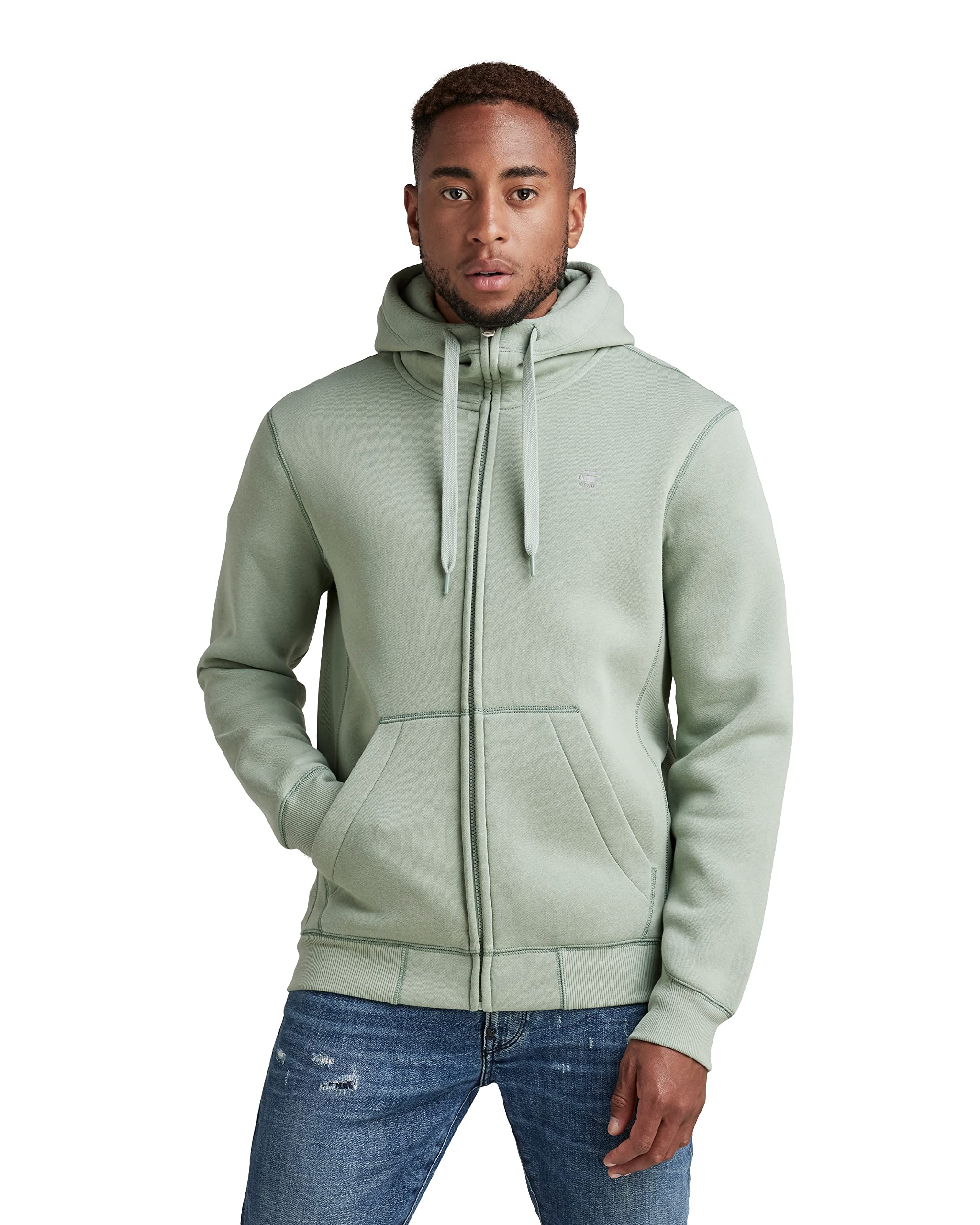 G-STAR Premium Core Hooded Sweater, Felpa Con Cappuccio Uomo, Blu (Iceberg Green D16122-C235-C959), L-image