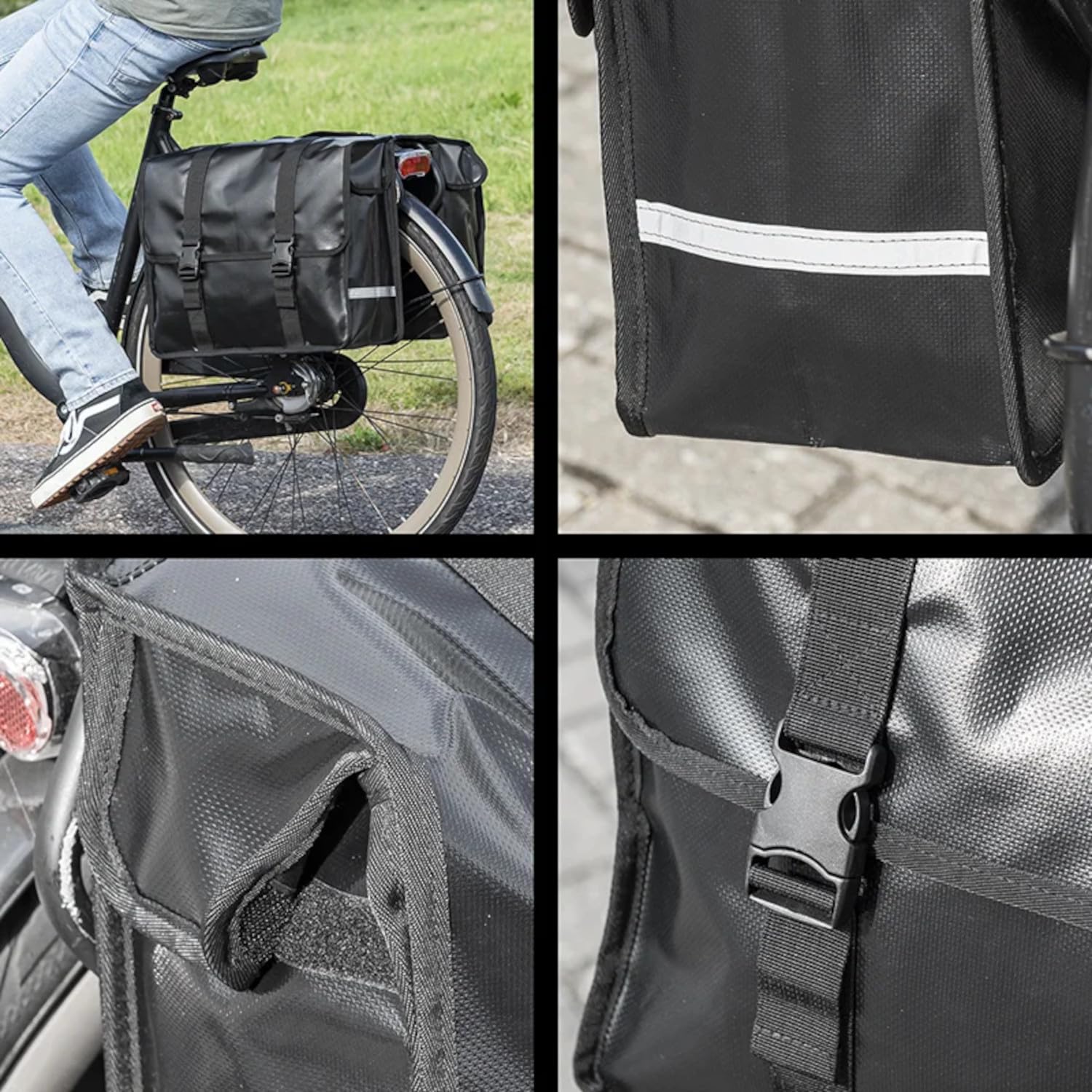 Fahrradtasche Gepäckträger Doppel 40 L wasserdicht mit Klickverschluss