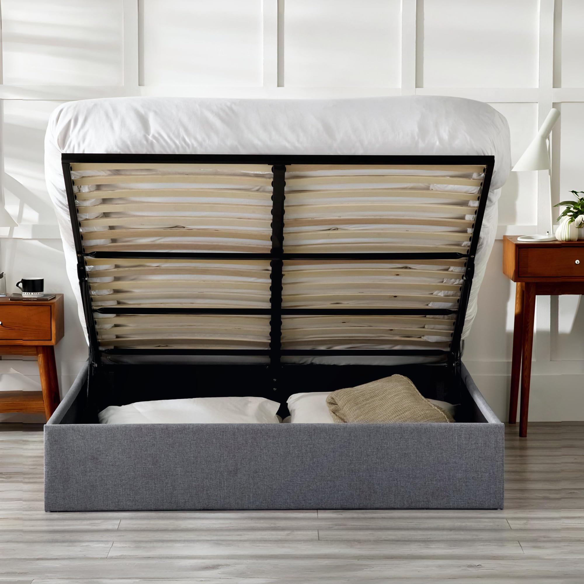 Julian Bowen Merida Grey Fabric Ottoman Bed Frame - 5ft King Size