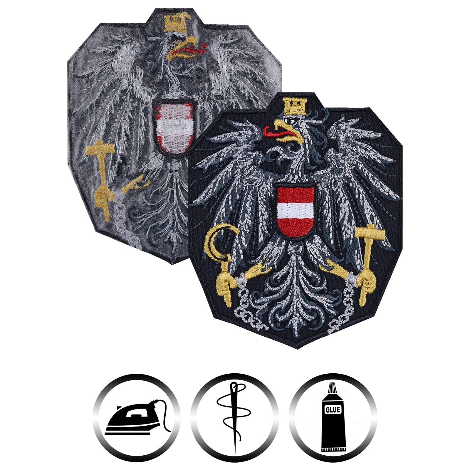Toppa Termoadesiva E Da Cucire Con Bandiera Nazionale Austriaca – Ricamo Per Vestiti, Giacche, Jeans, 9x6 Cm