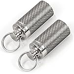 VANSU Titanium Waterproof Keychain Pill Holder Container,Portable Mini Size Pill Box Case for Outdoor Travel Camping 2 Pack