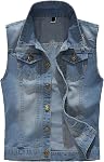 Gilet en denim pour homme sans manches, veste déchirée, style vintage décontracté