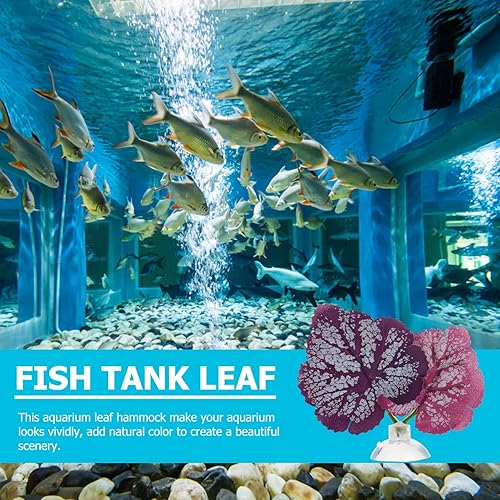 Miniatura 8 de POPETPOP Betta Leaf - 2 piezas de cama de hojas de pez beta, acuario, hamaca de hojas de plantas moradas, ventosa, pecera, tumbona de hojas de pez