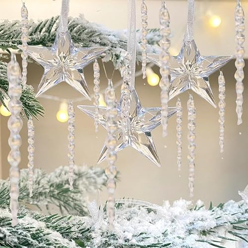 Miniatura 8 de 31 adornos de cristal para árbol de Navidad, adornos de Navidad para árbol de Navidad, suministros de fiesta de invierno y Año Nuevo (juego de 31