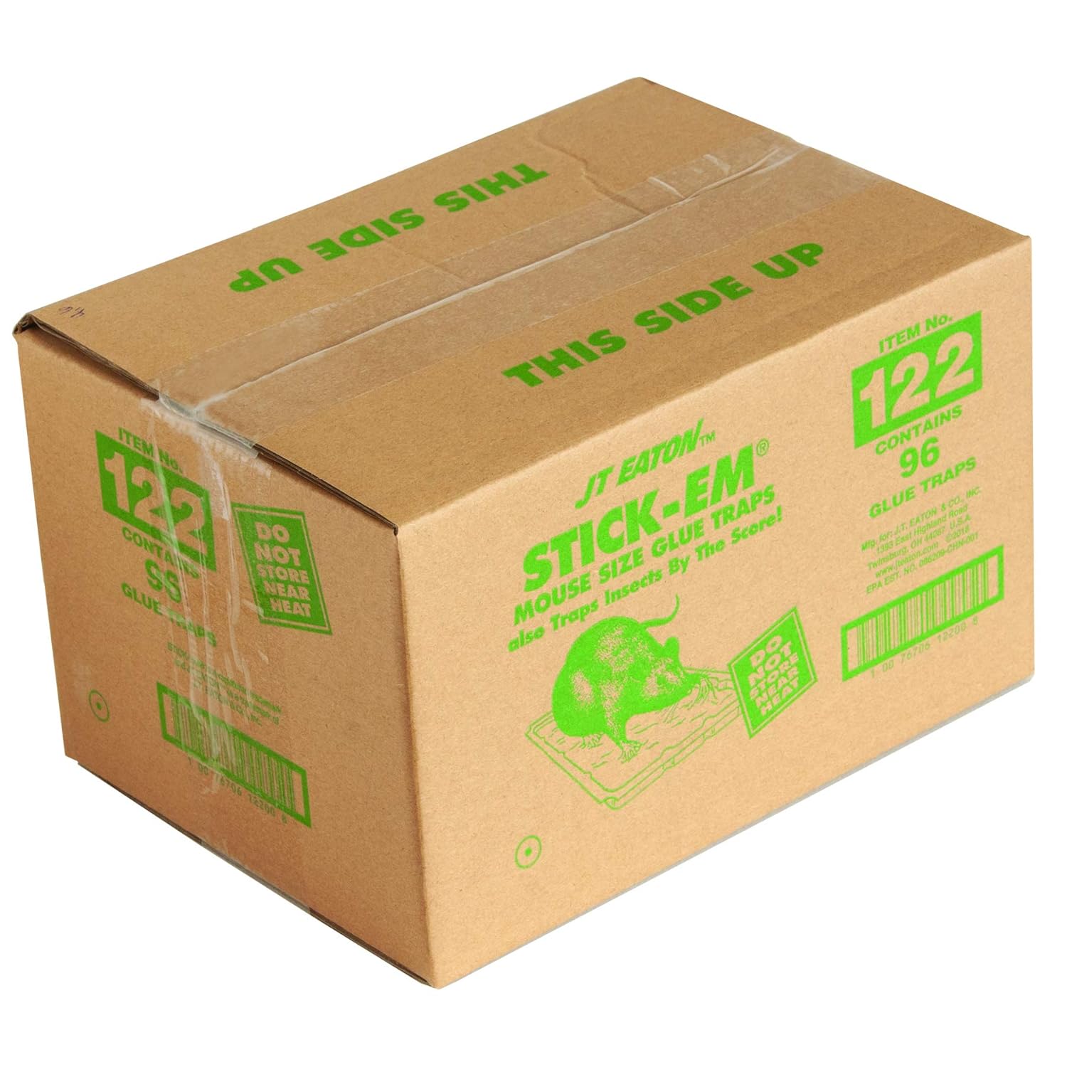 Stick-Em Mouse Size Glue Trap – 4" x 3" Adhesive Rodent Control Trap, Non-Toxic, Easy Cleanup, Indoor Use