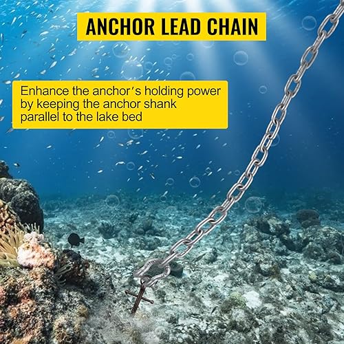 Miniatura 6 de VEVOR Cadena de anclaje, cadena de anclaje galvanizada de 20 x 516 pulgadas, cadena de anclaje para barco con grilletes galvanizados de 38 pulgadas