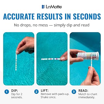 Lamotte Insta-Test 6 Way Pool & Spa Test Strips, 3028, Free Chlorine, Bromine, Total Chlorine, Total Alkalinity, pH, Total Hardness, and Cyanuric Acid 50 ct