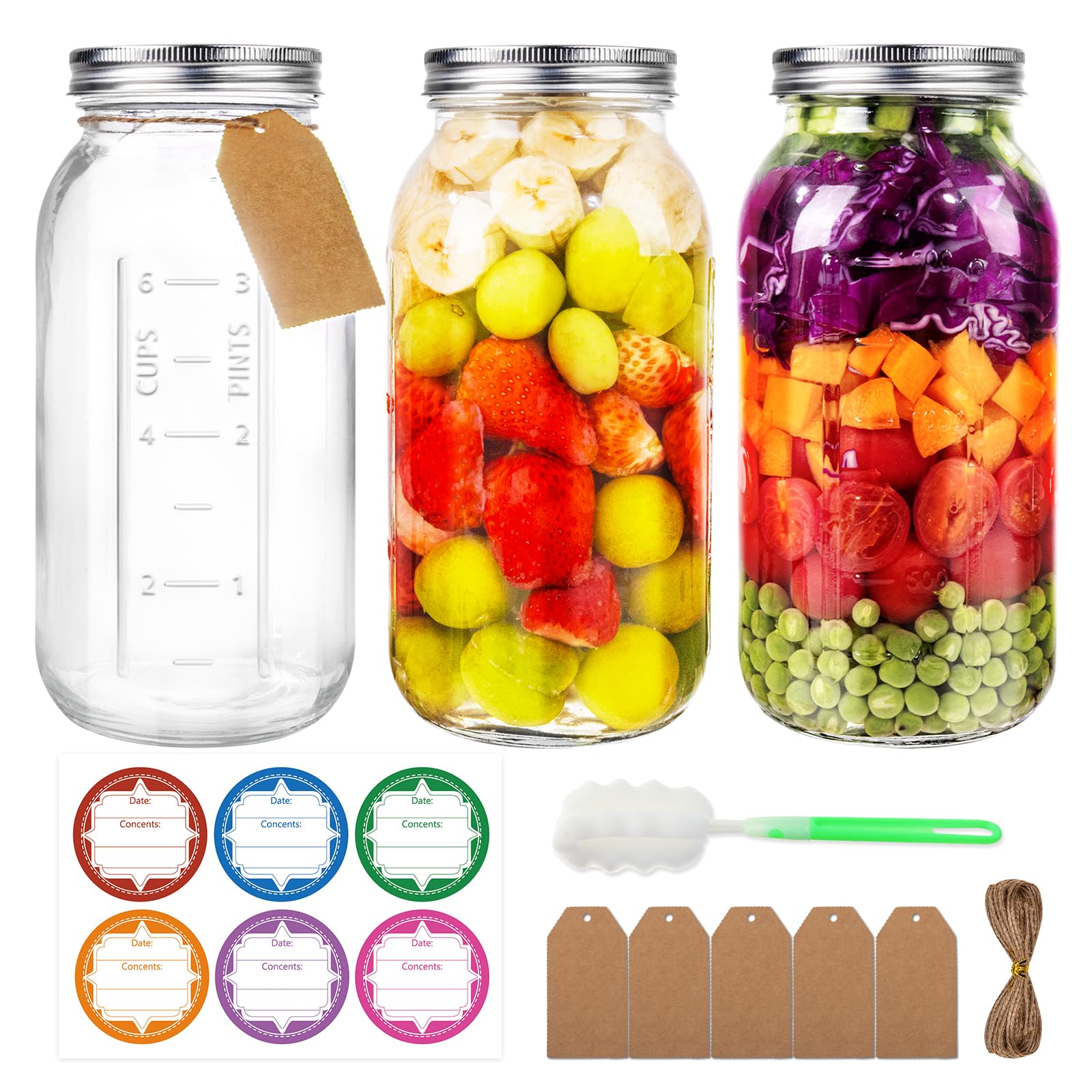 Large Mason Jar 3 Pack s 64 Oz Wide Mouth Half Gallon With Lids 64 Oz ...