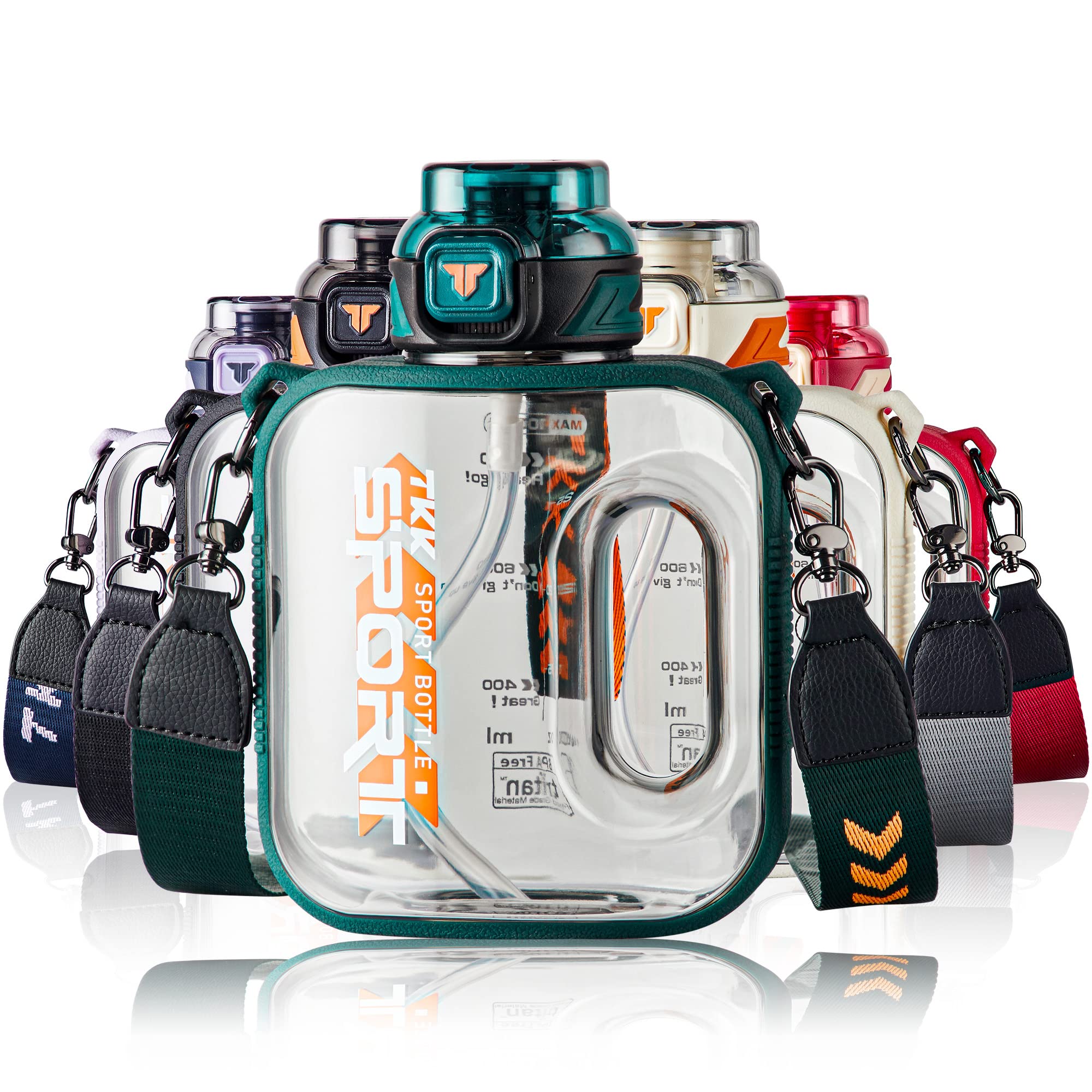 TKK 32oz Sport Water Bottle with Straw - Large Capacity Plastic Water Bottle Jug - Dishwasher Safe 1L BPA Free Tritan for Gym Yoga Travel Camping