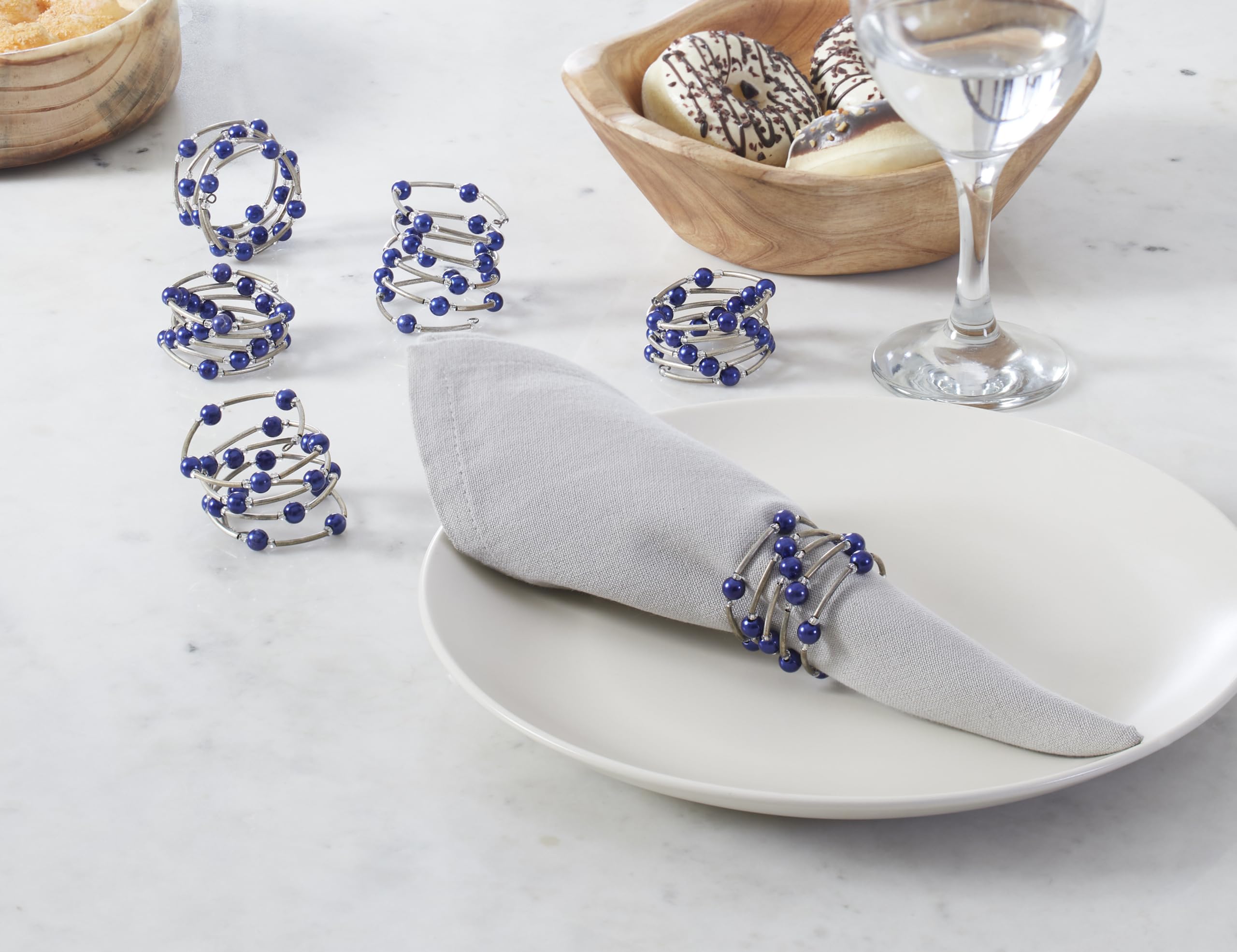 PH PandaHall Serviettenringe Mit Perlen - 16-tlg Set Weiße Acryl Rings Für Tischdeko