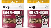 Wag Freeze-Dried Chicken Breast Dog Treats | 100% Single Ingredient, Grain-Free, Raw, 3oz Pack of 2