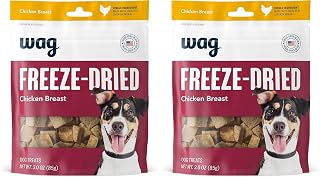 Wag Freeze-Dried Chicken Breast Dog Treats | 100% Single Ingredient, Grain-Free, Raw, 3oz Pack of 2
