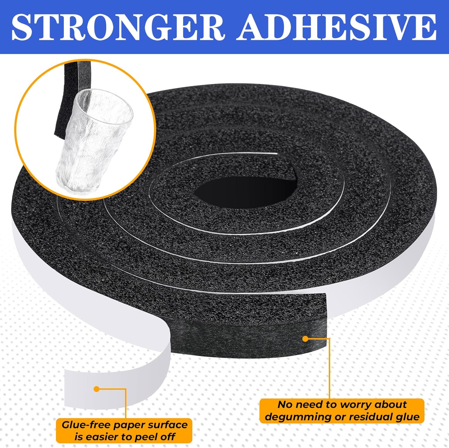 Pangda 65ft Foam Weather Stripping Door Seal Strip, 1inch W x 1 Inch T, Air Conditioner Window Single Sided Tape Seal Insulation Foam Strips with Adhesive for Weatherproof, Reduce Noise, Gap Filler
