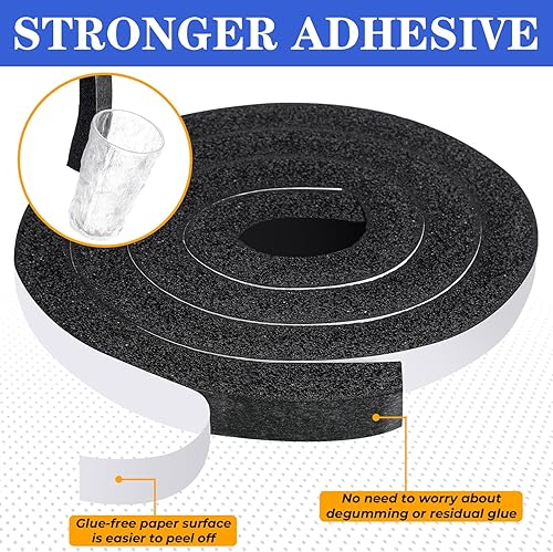 Miniatura 5 de Pangda Burlete de espuma adhesiva de 65 pies, cinta de espuma autoadhesiva de alta resistencia para puertas de aire acondicionado de 1 x 1 pulgada