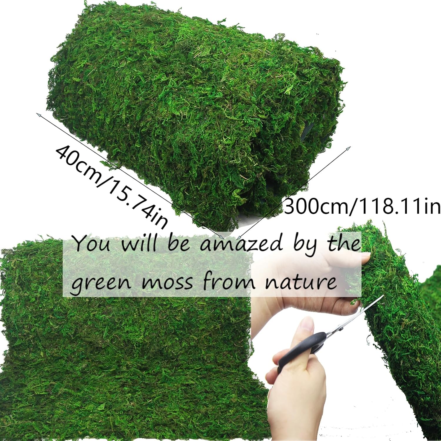 FAICOIA Moss Table Runner Green Moss Roll for Fairy Gardens Wedding Woodland Table Decor Dried Moss for Crafts 16" x 118" Preserved Moss Mat Moss Carpet for Green Moss Grass Wall 40 x 300cm