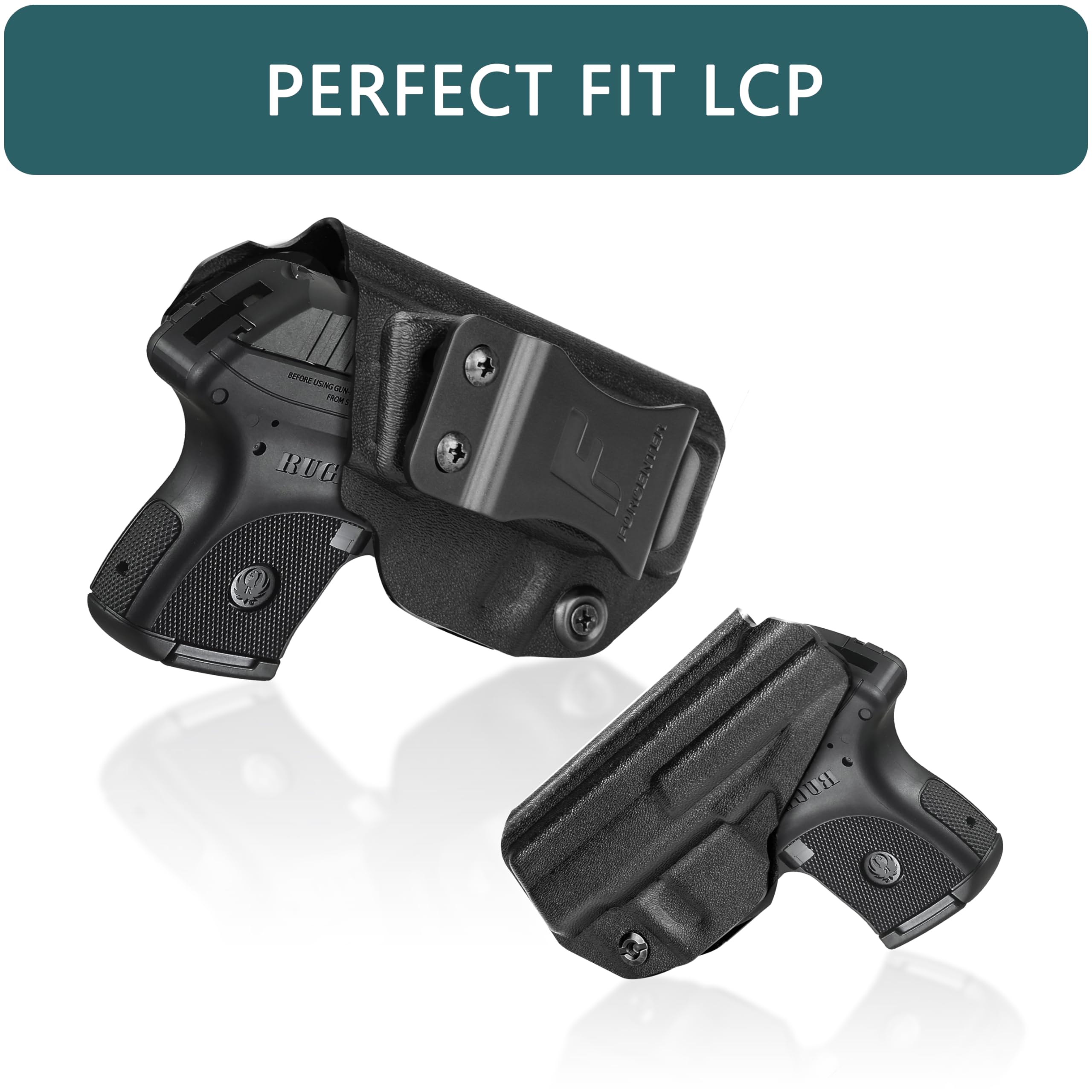 Forcenter IWB Kydex Holster: Ruger LCP 380 Holster, Ruger LCP 380 Accessories| Inside Waistband Concealed Carry |Right-Hand Draw