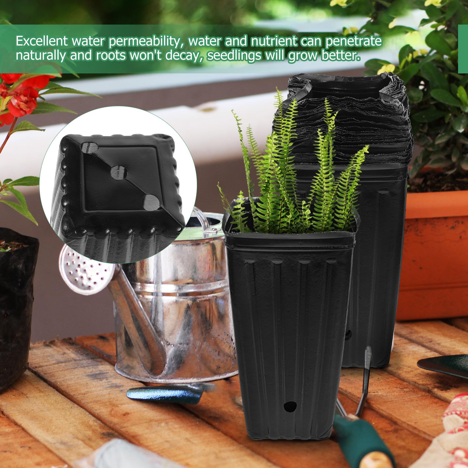 Toyvian 30 Macetas para Arboles de PP Negro, Vasos de Vivero para Cítricos, Hortalizas y Flores, Excelente Permeabilidad al Agua, 30 Piezas