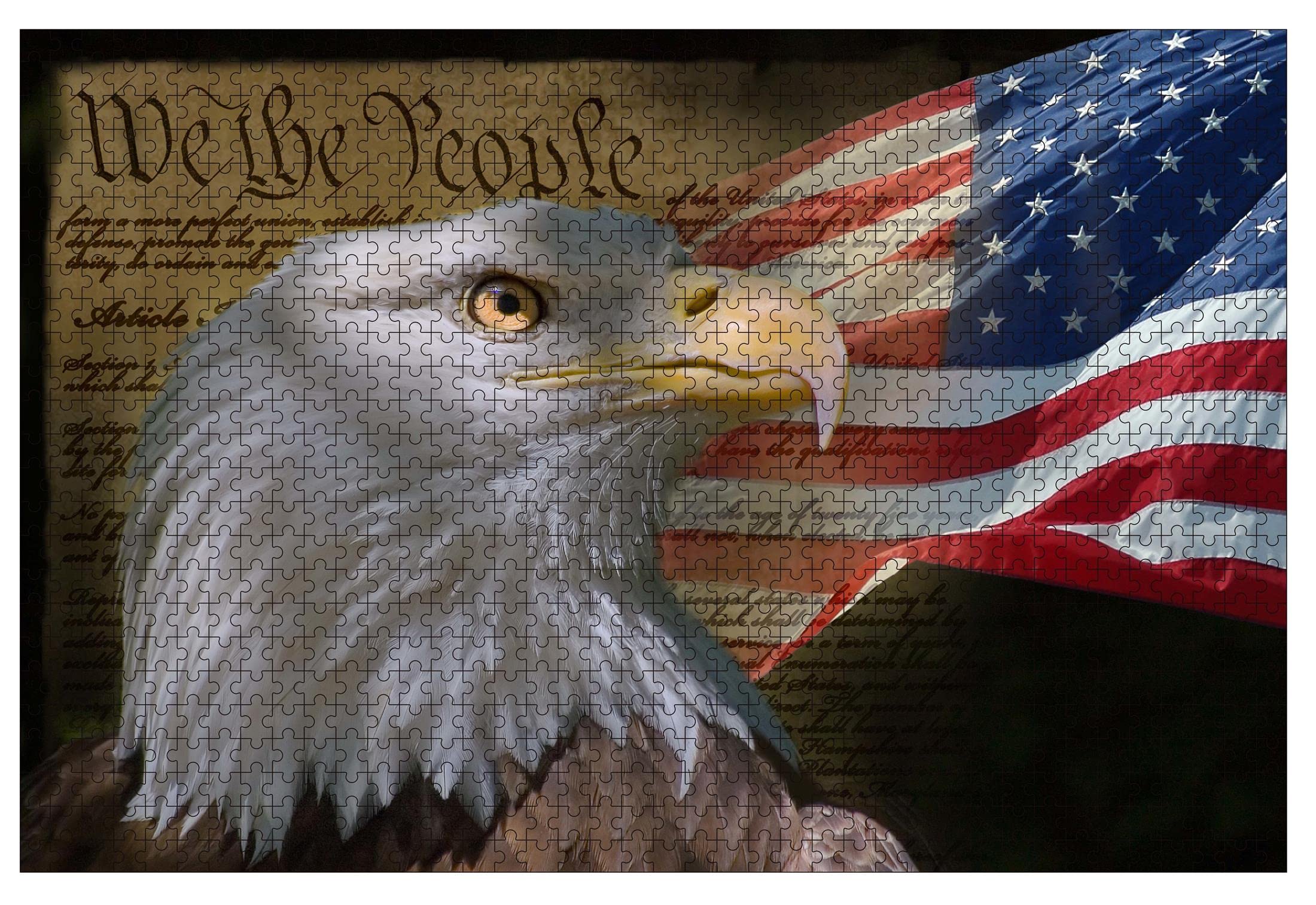 Amazon.com: 1000 piece jigsaw puzzle usa vintage american flag bald eagle  4th of july memorial independence day wooden puzzles : toys u0026 games