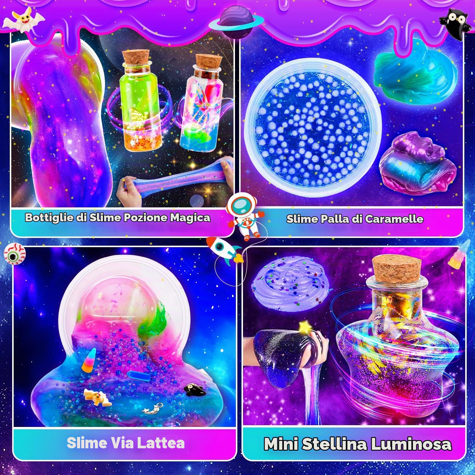 iKidiki Galaxy Slime Fluffy, Giochi Bambina 6-12 Anni Femmina Slime per Bambini Regalo Bimba 6-12 Anni Slime Kit Lavoretti Creativi per Bambini