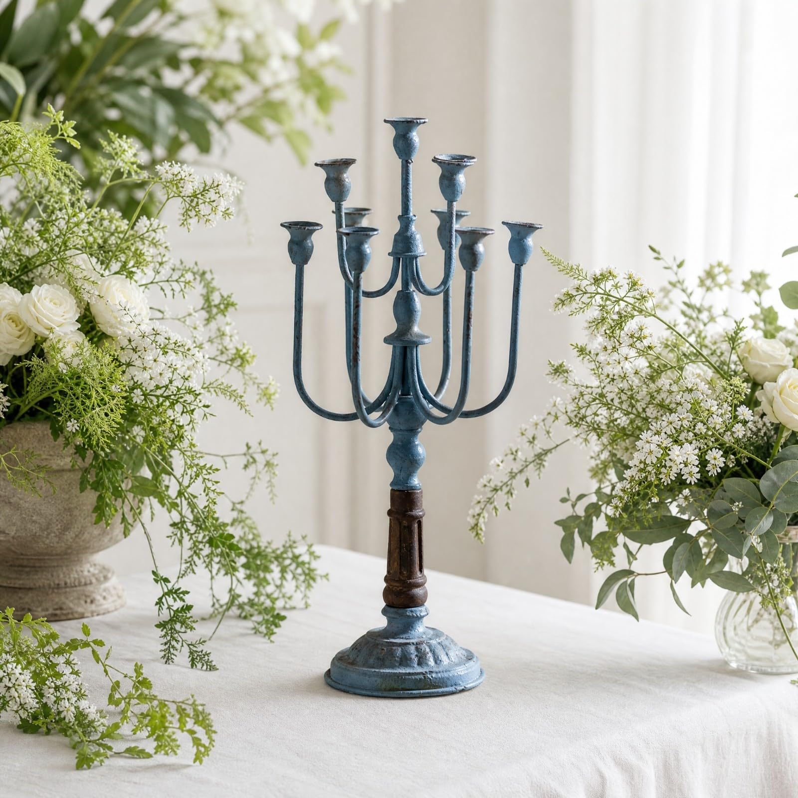 Candelabro con Base Redonda Decorativa Autoportante Candelabro Hierro Estable Portavelas para Cenas Románticas,