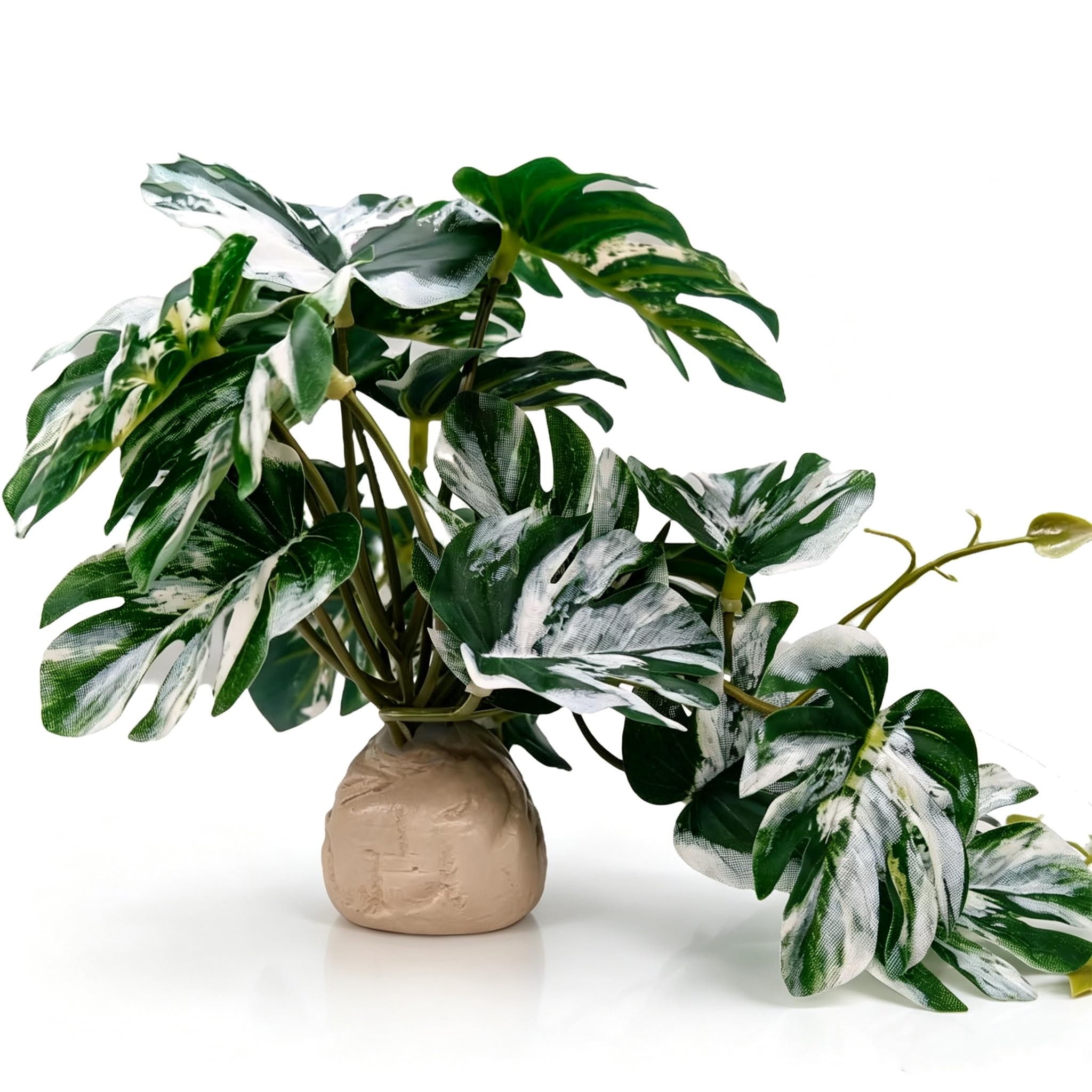 Reptile Fake Plants for Terrarium Artificial Tank Decor Accessories Suitable for Bearded Dragon Ball Python Crested Leopard Gecko Lizard Chameleon Snake-Monstera