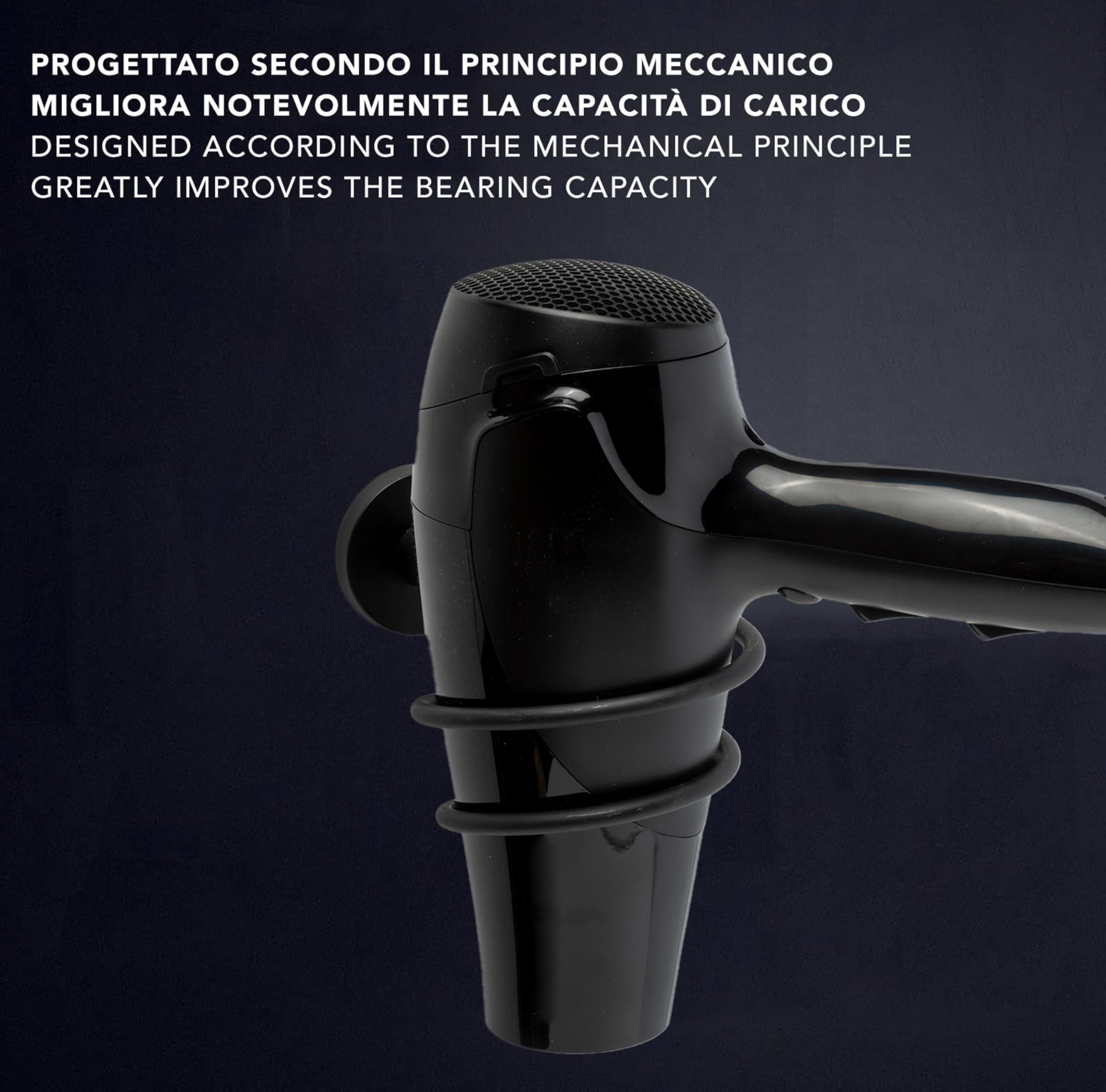 IPEA Porta Asciugacapelli Autodesivo da Parete - NON NECESSITA FORATURA - Design Moderno - Elegante Porta Phon Adesivo da Muro per Phon da Incollare in Bagno e Casa - Supporto