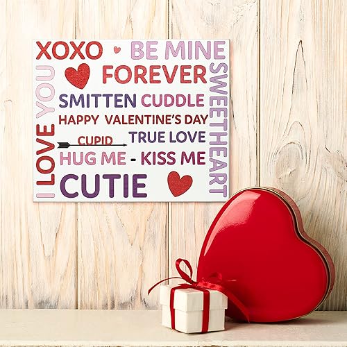 Vista 25 de JennyGems Decoración del día de San Valentín, letrero de madera de Cupid's Sweetheart Cafe, 7.25 x 6 pulgadas, decoración para colgar en la pared