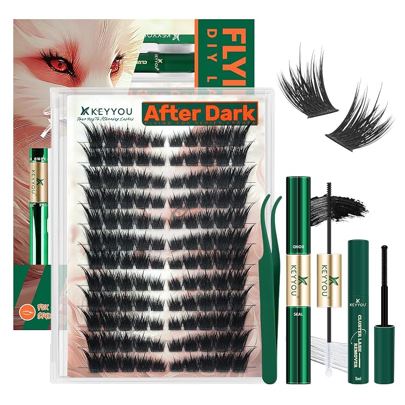 Kit de tufos de cílios KEYYOU Fox Eye LC Curl Wispy Spiky After Dark