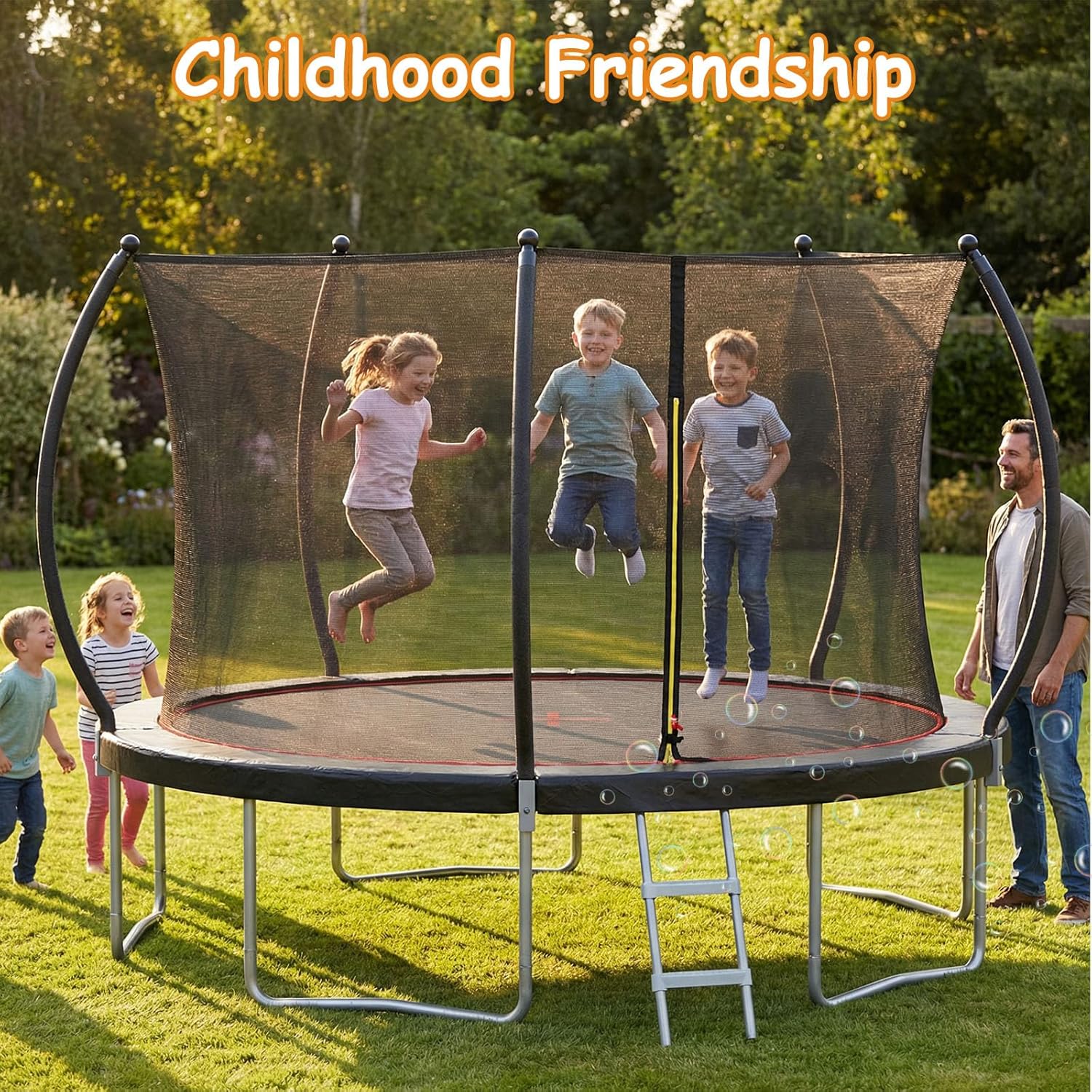 8ft 12ft 14ft 16ft Recreational Trampoline Outdoor for Kids Adults, Backyard Large Trampolines with Enclosure Net, Heavy Duty ASTM Approved Trampoline, 12ft