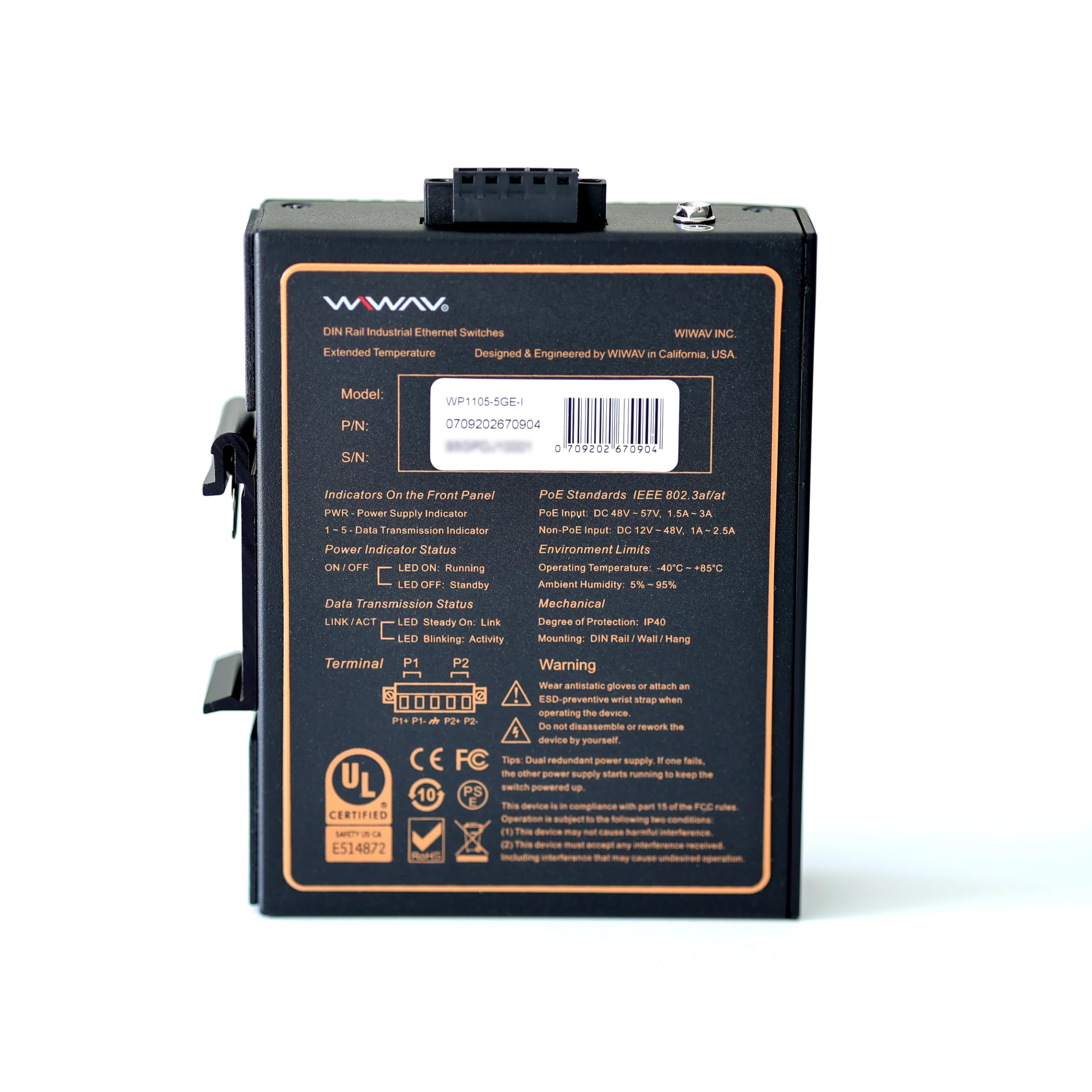 Amazon.co.jp: WIWAV WP1105-5GE-I 産業用5ポートPoE ギガビット