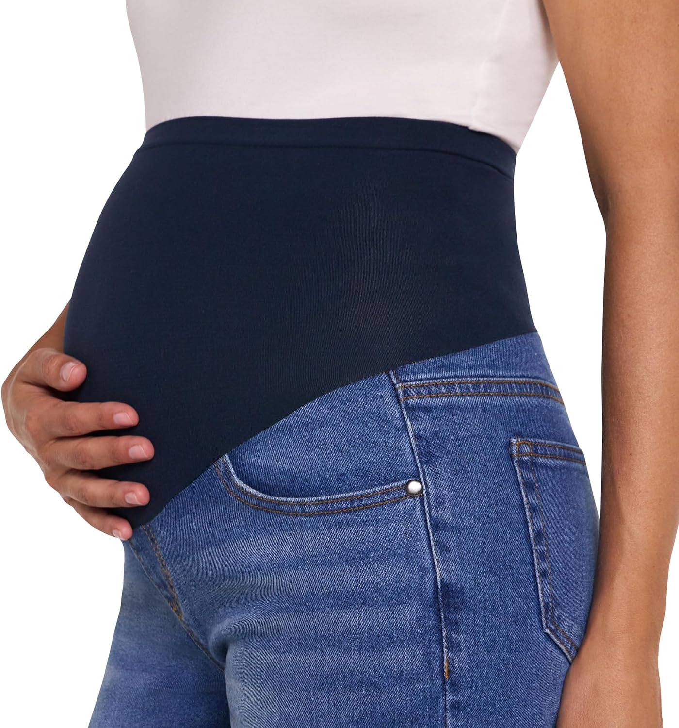Motherhood Maternity Womens Secret Fit Over The Belly Slim Straight Leg Denim Pregnancy Jeans