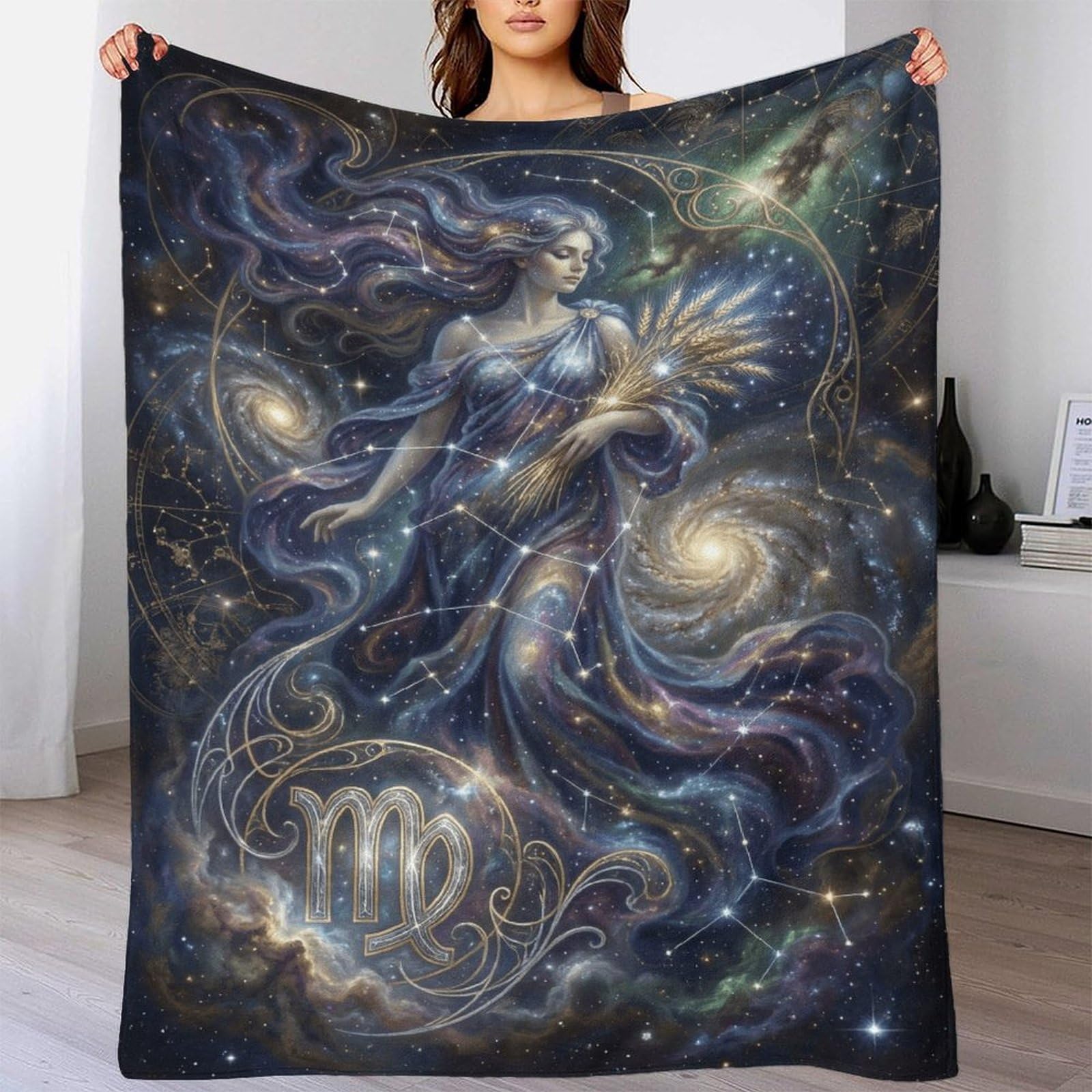 W7C8U2X3 Virgo Zodiac for for Flannel Throw Blanket, Couch Bed Travel