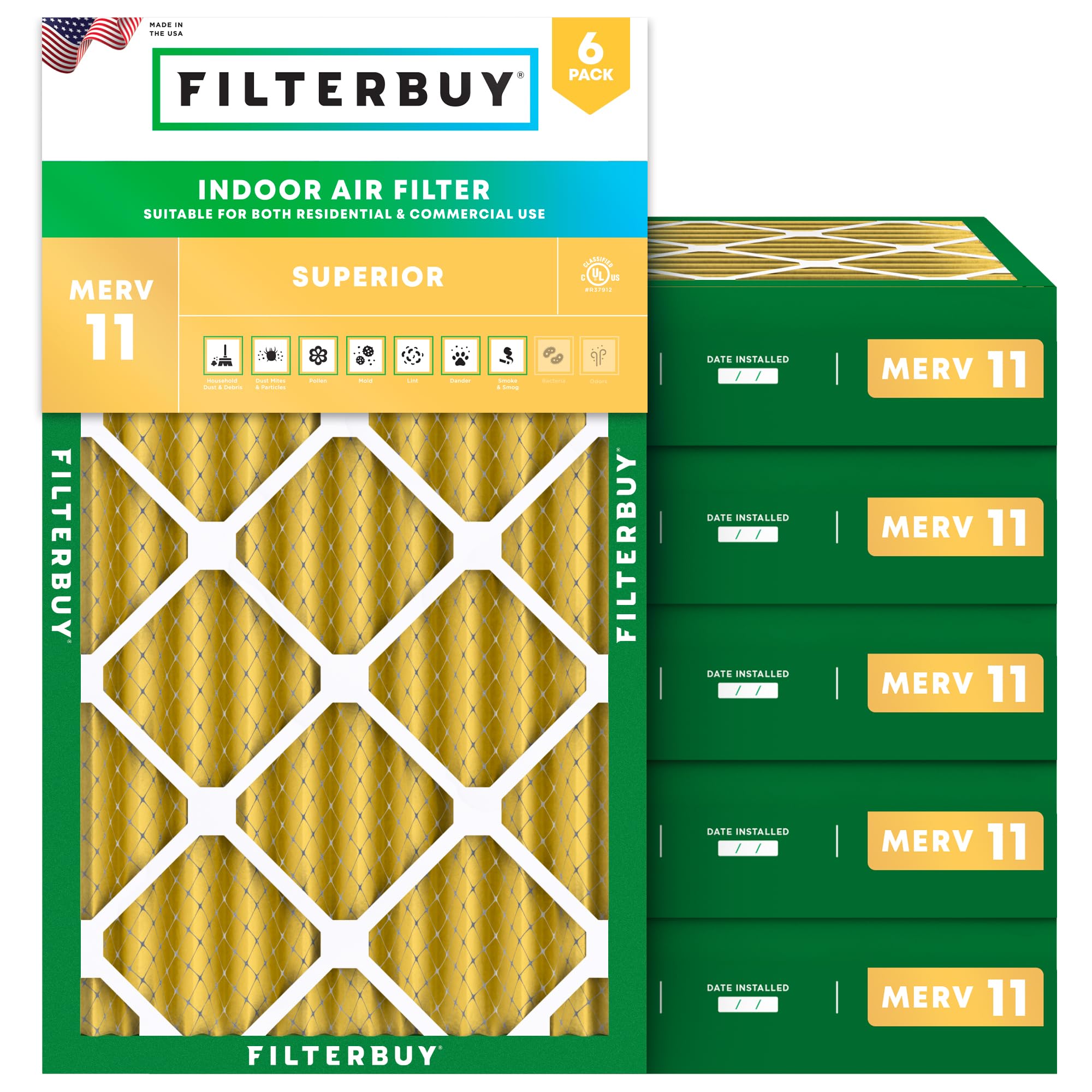Filterbuy 20x30x4 Air Filter MERV 11 Pet &amp; Allergy Defense (6-Pack)