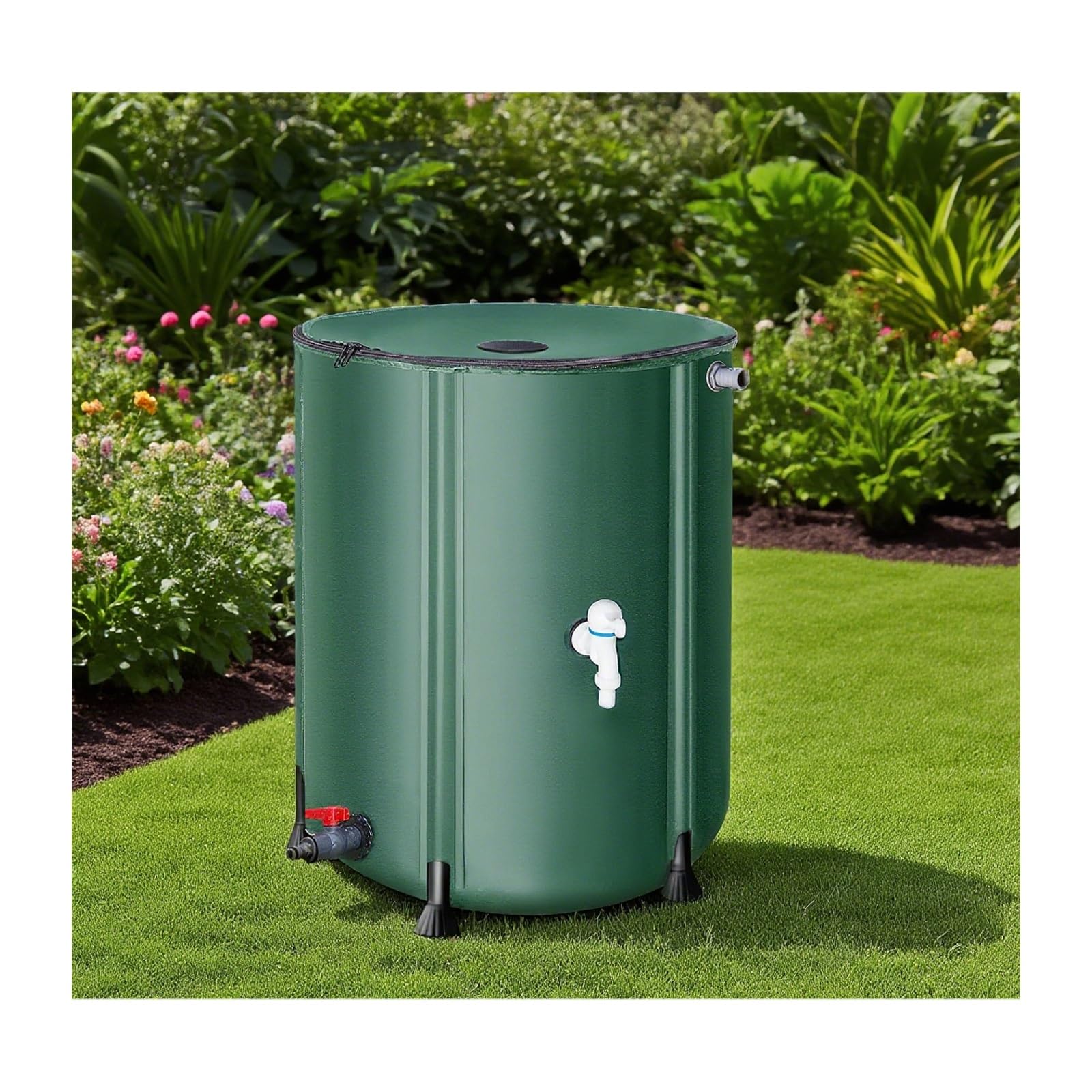 Rainwater barrels, Foldable for Storage, Large Water Capacity, Strong Portability, Flexible Use(Green,50L)