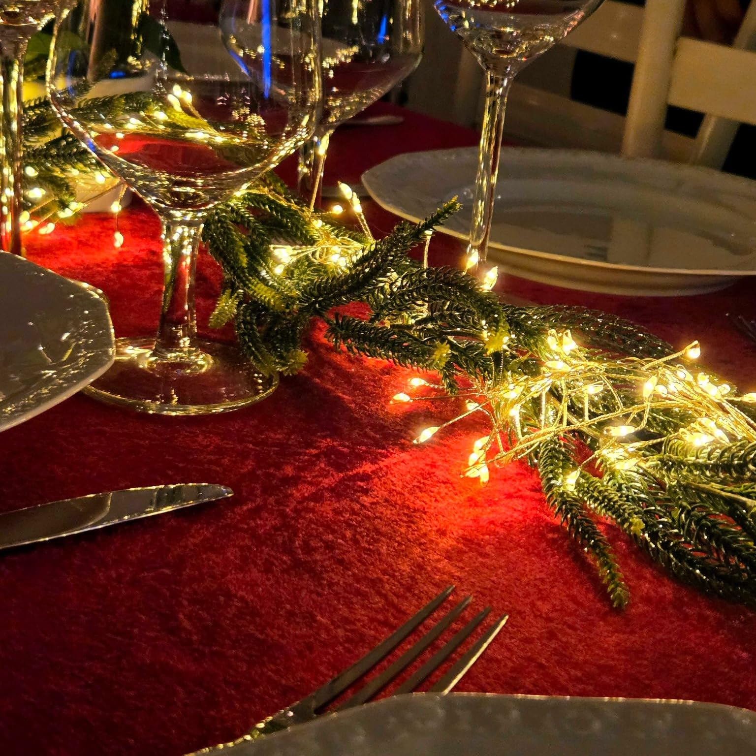 Feuerwerks-Lichterkette, 5m, Weihnachtsbaum-Dekoration, 800 Micro-LEDs, Lichterkette, Warmweiß, 8 Modi dimmbar, LED, 31V, 2200K, 2m Kabel, Feuerwerk-Design, Weihnachten
