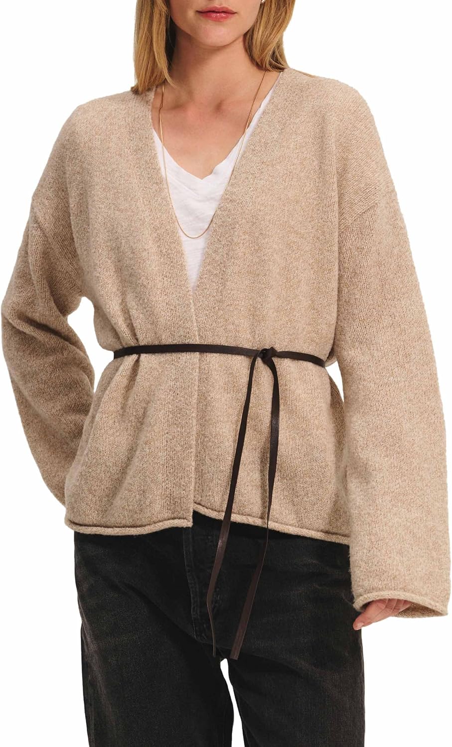 VELVET BY GRAHAM & SPENCER Women's Alina Marled Knits Sweater, Oatmeal, Medium