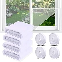 4 zanzariere per finestre,130 x 150 cm Zanzariera Universale per Finestra,con 4 rotoli di nastro autoadesivo,Zanzariere per Finestra Anti-Zanzariera che tiene insetti e zanzare (Bianco+)