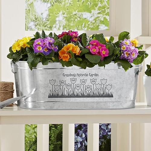 Miniatura 10 de Let's Make Memories Maceta galvanizada personalizada  Maceta decorativa de metal  Jardinería fácil  Personaliza con cualquier mensaje de 2 líneas