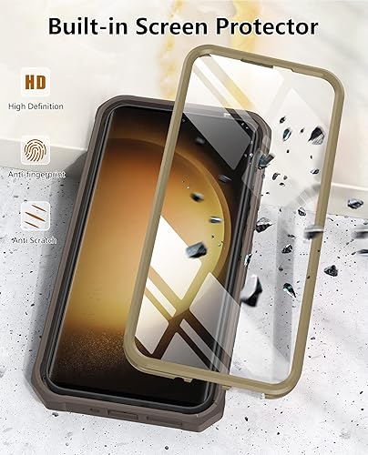 Miniatura 3 de FNTCASE for Samsung Galaxy-S23 Protective Case Dual Layer Rugged Shockproof Cell Phone Cover with Built-in Screen Protector & Kickstand  Military