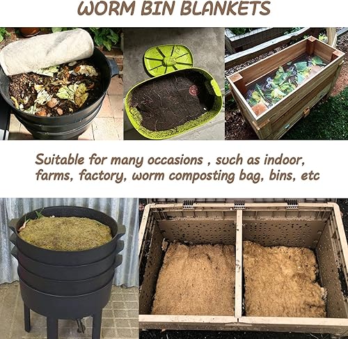 Miniatura 7 de Manta de gusano de 2 piezas, fibra de yute de 2 x 2 pies para contenedor de abono y granja de gusanos, mantiene los gusanos oscuros, húmedos y