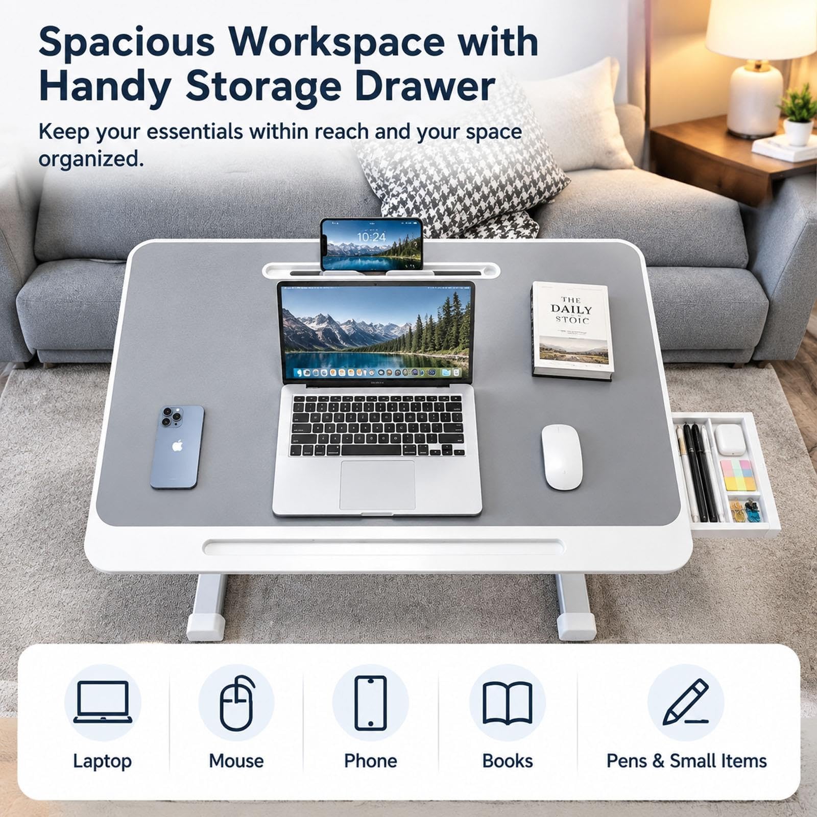 Table de Lit Ordinateur, Bureau de Lit Plateaux de Lit Portables